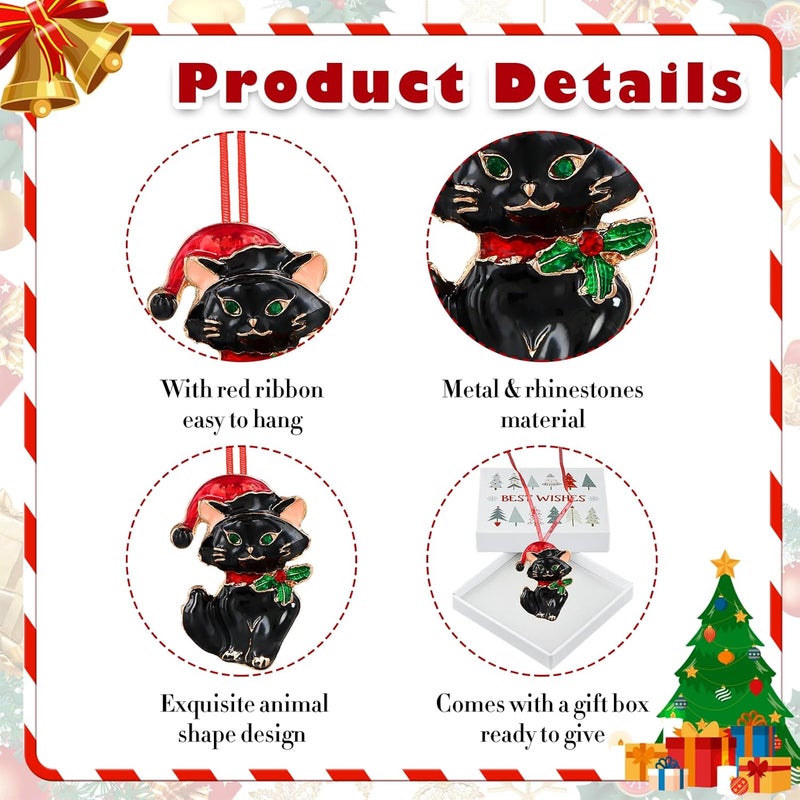 GROWTHMAGIC Store Black Cat Christmas Ornaments - Metal Cat Ornaments for Christmas Tree Keepsake Xmas Decoration Gifts for Men Women - Image 5